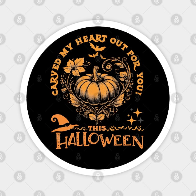 Pumpkin Heart Witch Hat for Men Women Youth Magnet by JessArty